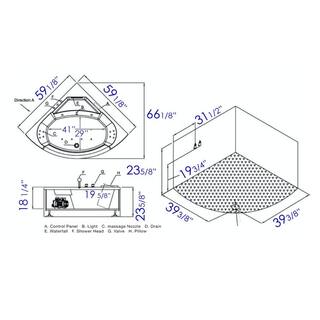 EAGO 59 in. Acrylic Offset Drain Corner Apron Front Whirlpool Bathtub in White AM197ETL