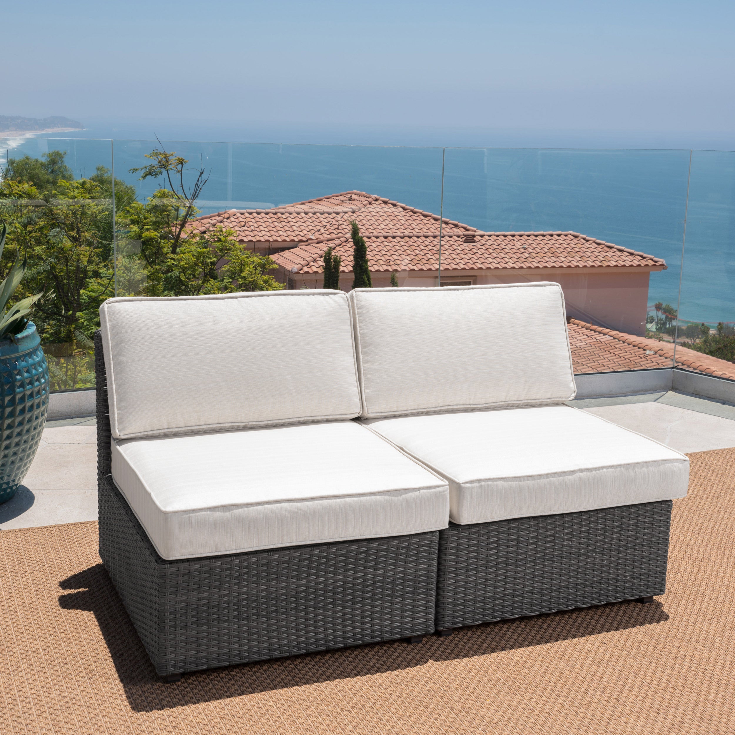 Reddington Outdoor Wicker Sectional Sofa Seat w/ Cushions (set of 2)