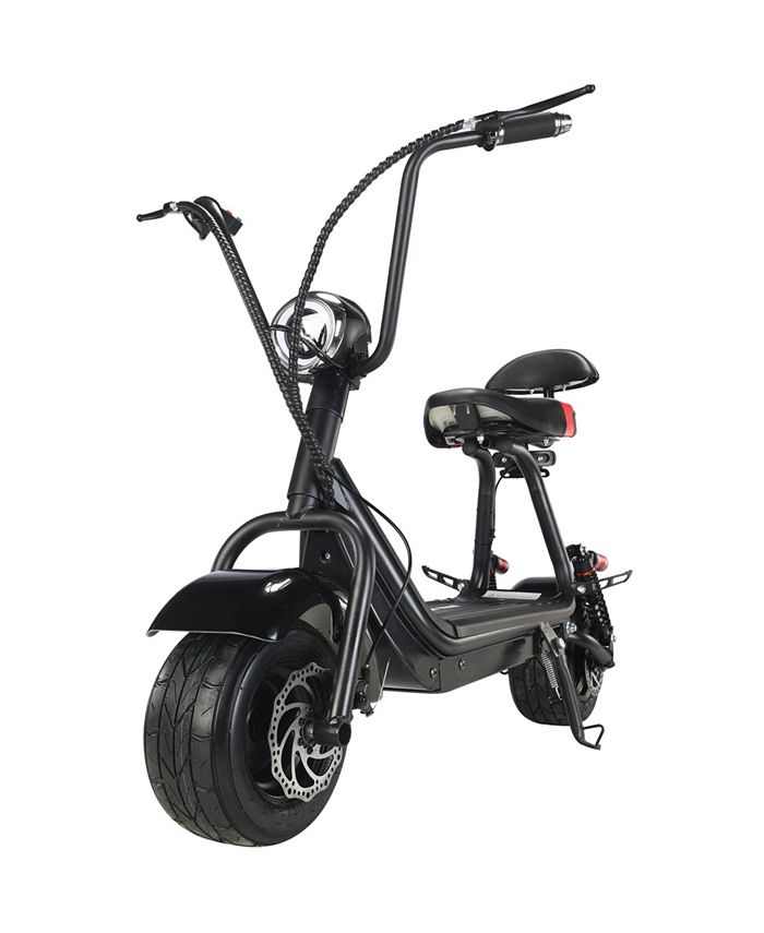 MotoTec Mini Fat Tire 48V 500W Electric Scooter Black-Two-Seater