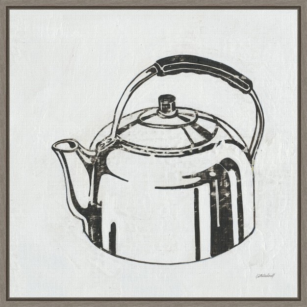 X 16 quot Retro Tea Kettle Kitchen By Kathrine Lovell Framed Wall Canvas Amanti Art