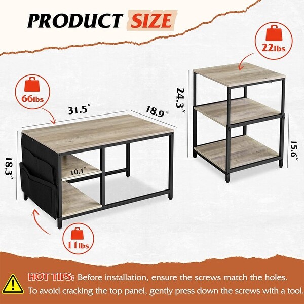 2 Coffee Table for Living Room，Adjustable Coffee Table Greige