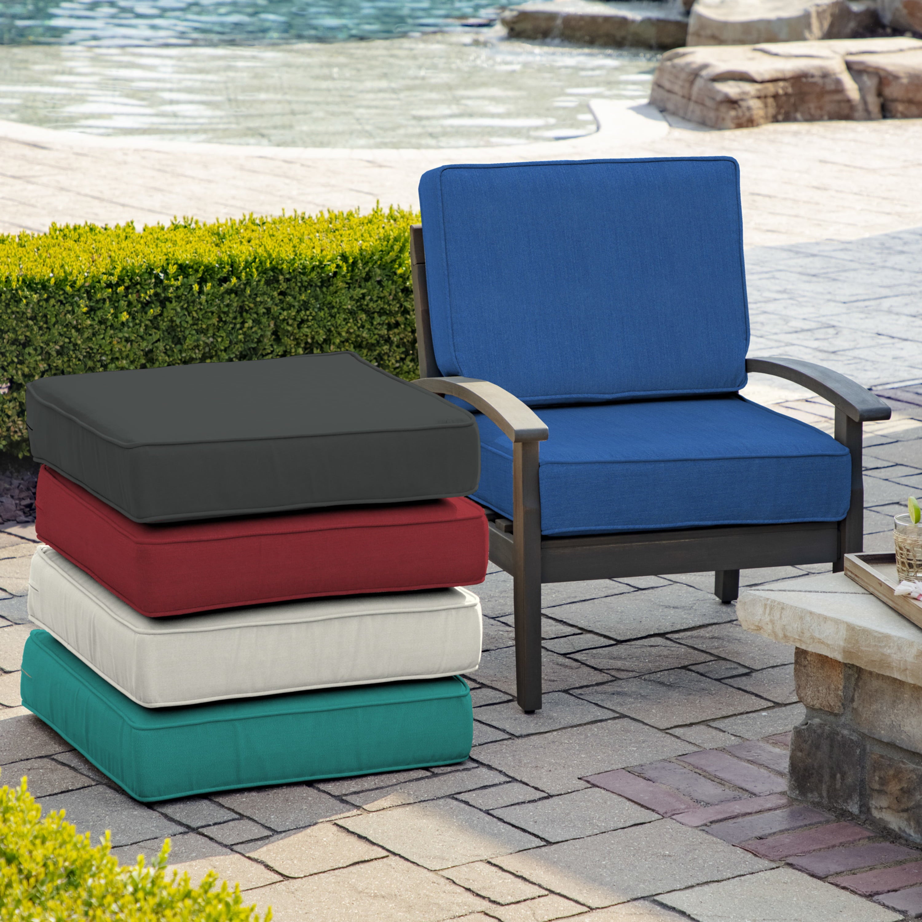 Arden Selections ProFoam Performance Outdoor Deep Seating Cushion Set 24 x 24， Lapis Blue