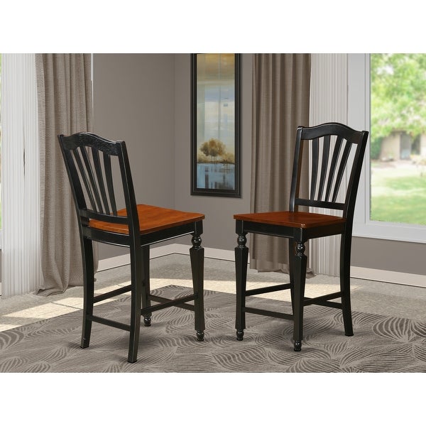 East West Furniture Chelsea Black/ Cherry 24-inch Stool - Set of 2 (Seat's Type Options)