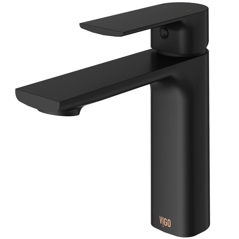 VIGO Davidson Single Handle SingleHole Bathroom Faucet Sink in Matte Black