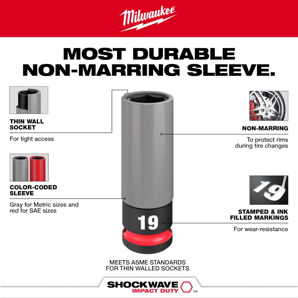 Milwaukee SHOCKWAVE Impact Duty Socket 1/2 Drive 23MM Metric Lug Nut Wheel 49-66-7808 from Milwaukee