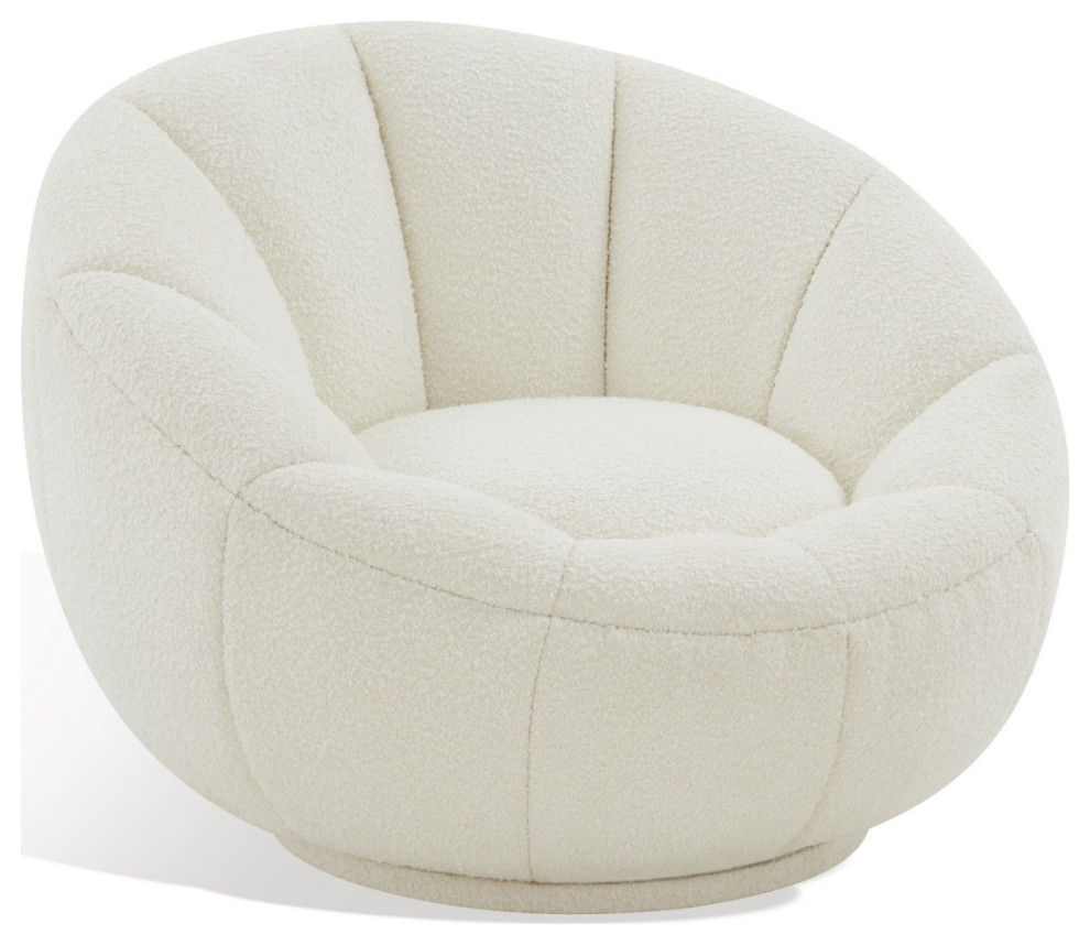 Safavieh Couture Evarose Boucle Swivel Chair Ivory   Contemporary   Armchairs And Accent Chairs   by Safavieh  Houzz