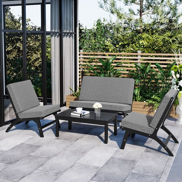 4-Piece Garden FurnitureOutdoor Sofa Set with V-Shaped Seats - Overstock - 37823453