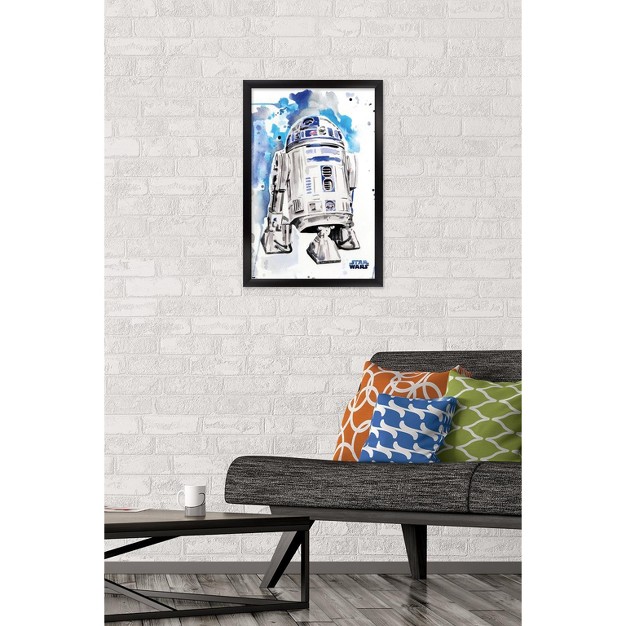 Trends International Star Wars Original Trilogy R2d2 Watercolor Framed Wall Poster Prints