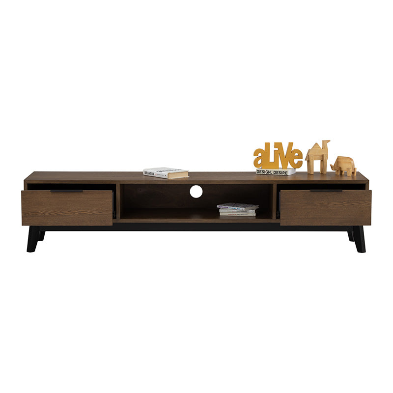 MALTON Entertainment TV Unit 180cm - Walnut & Black