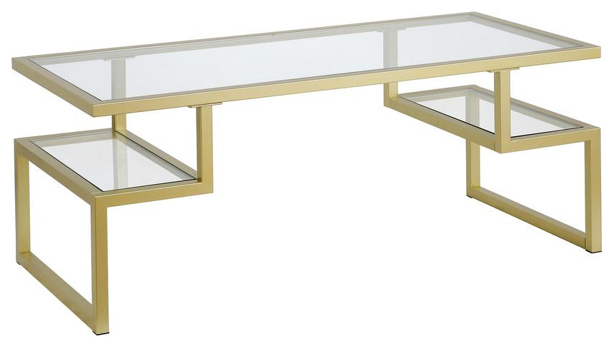 Zander 45  x27 x27Wide Rectangular Coffee Table in Brass   Contemporary   Coffee Tables   by BisonOffice  Houzz