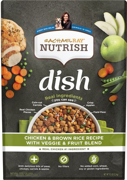 Rachael Ray Nutrish Dish Natural Chicken and Brown Rice Recipe with Veggies and Fruit Dry Dog Food