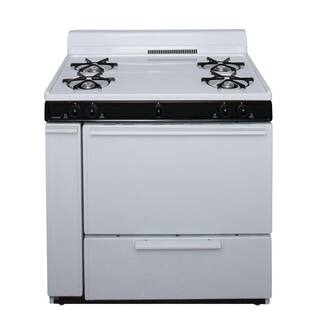 Premier 36 in. 3.91 cu. ft. Battery Spark Ignition Gas Range in White BLK100OP