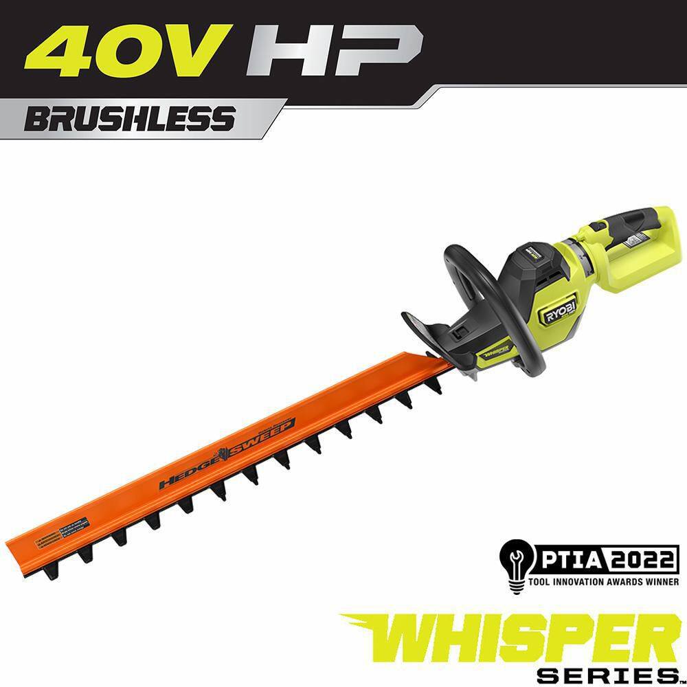 RYOBI 40V HP Brushless Whisper Series 26 in. Cordless Battery Hedge Trimmer (Tool Only) RY40606BTL