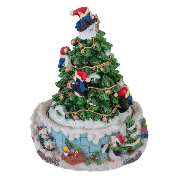 Penguins and Christmas Tree Rotating Music Box