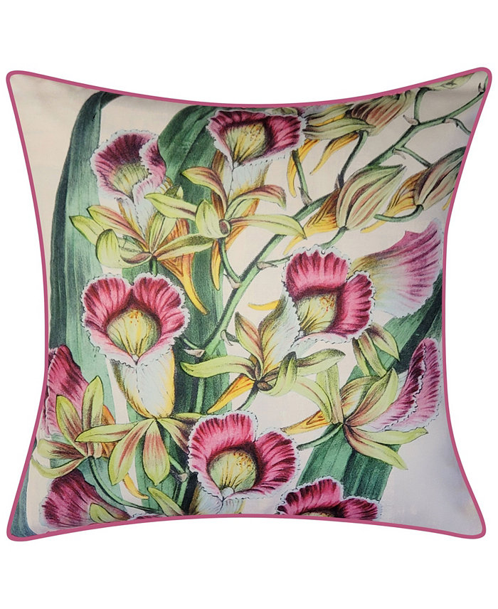 Edie@Home NYBG Indoor， Outdoor Pretty Orchids Print Decorative Pillow， 20