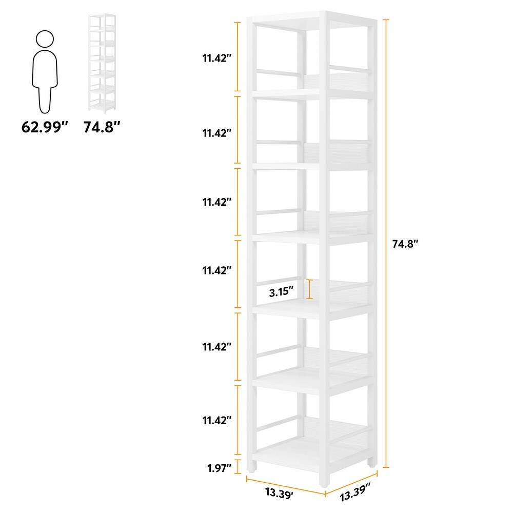 Industrial 75'' Tall Solid Corner Shelves  6 Tier Narrow Bookshelf Storage Rack Display Stand