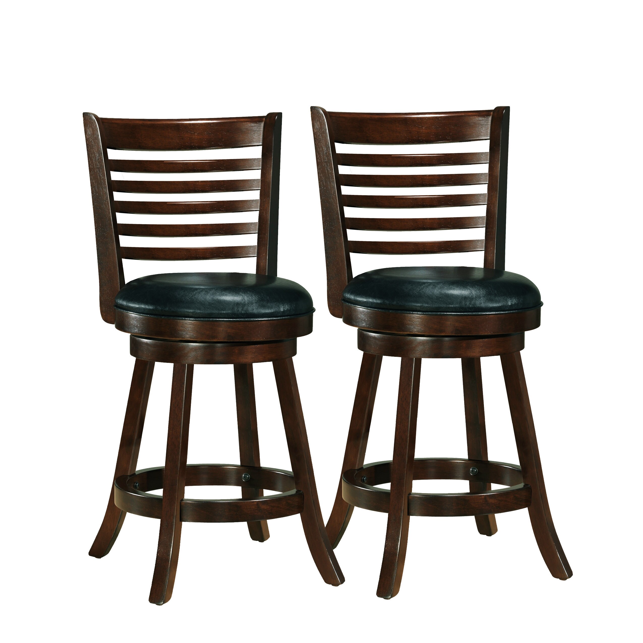 CorLiving Counter Barstool with Black Bonded Leather Seat (Set of 2)