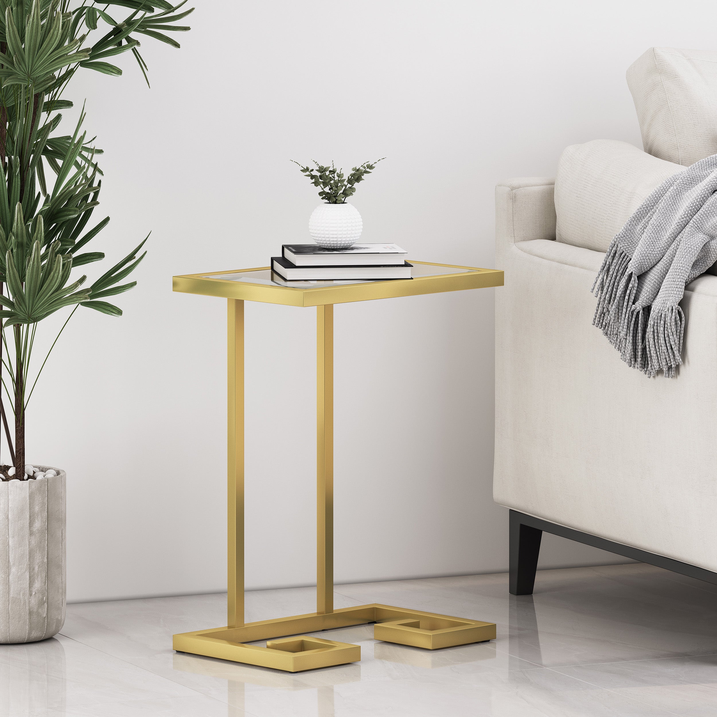 Zaragoza Modern Glam C-Shaped End Table