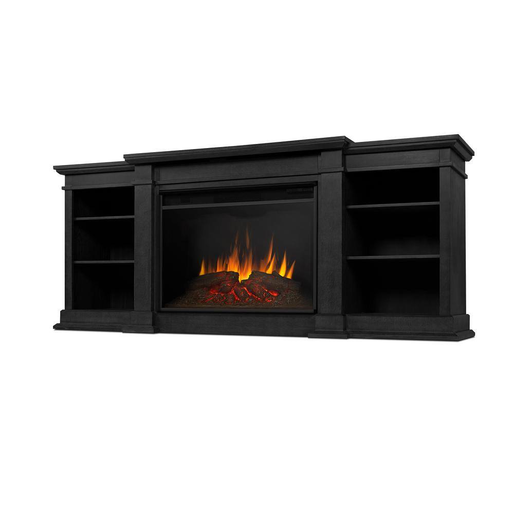 Real Flame Eliot Grand 81 in. Freestanding Wooden Electric Fireplace TV Stand in Black 1290E-BLK