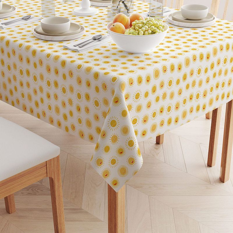 Square Tablecloth， 100% Cotton， 60x60， Cartoon Sun Drawings