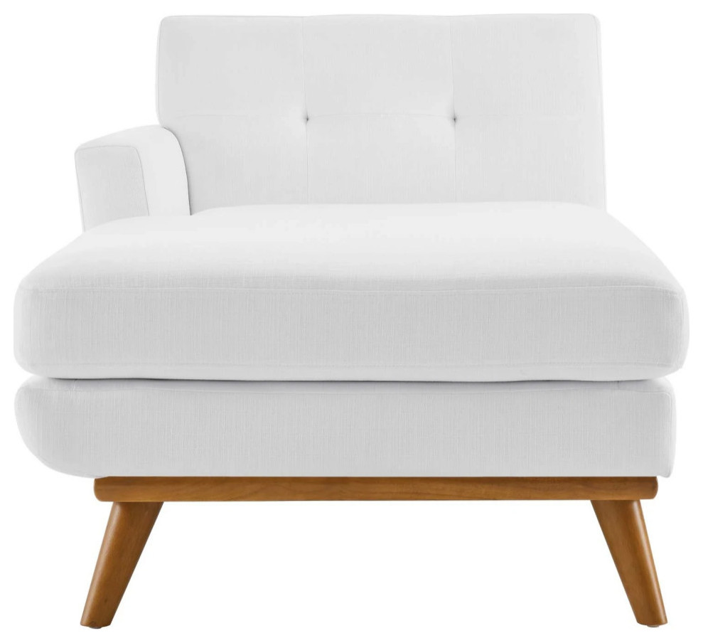 Gianni White Left Facing Upholstered Fabric Chaise   Midcentury   Indoor Chaise Lounge Chairs   by Peachtree Fine Furniture  Houzz