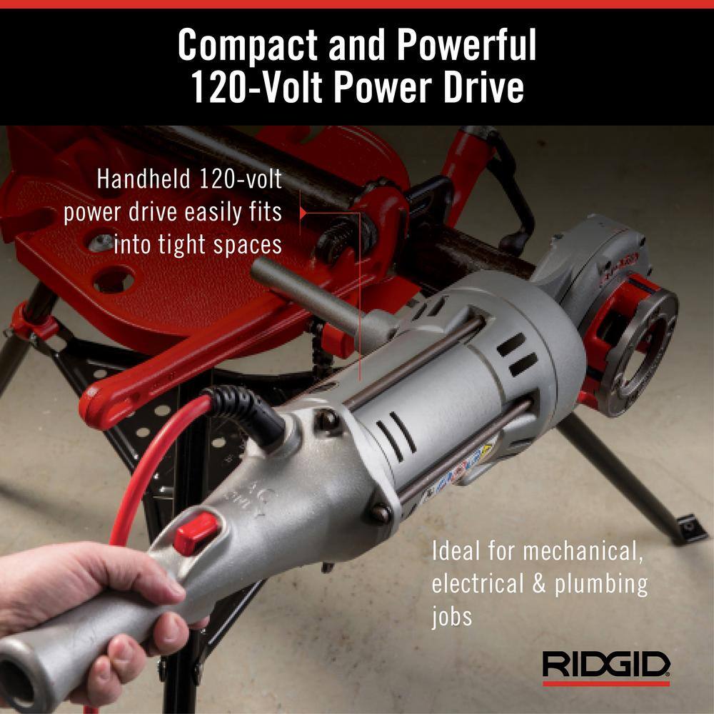 RIDGID 700 Power Drive Compact Handheld Heavy-Duty Pipe Threading Machine for 12-R Die Heads (Tool Only) 41935