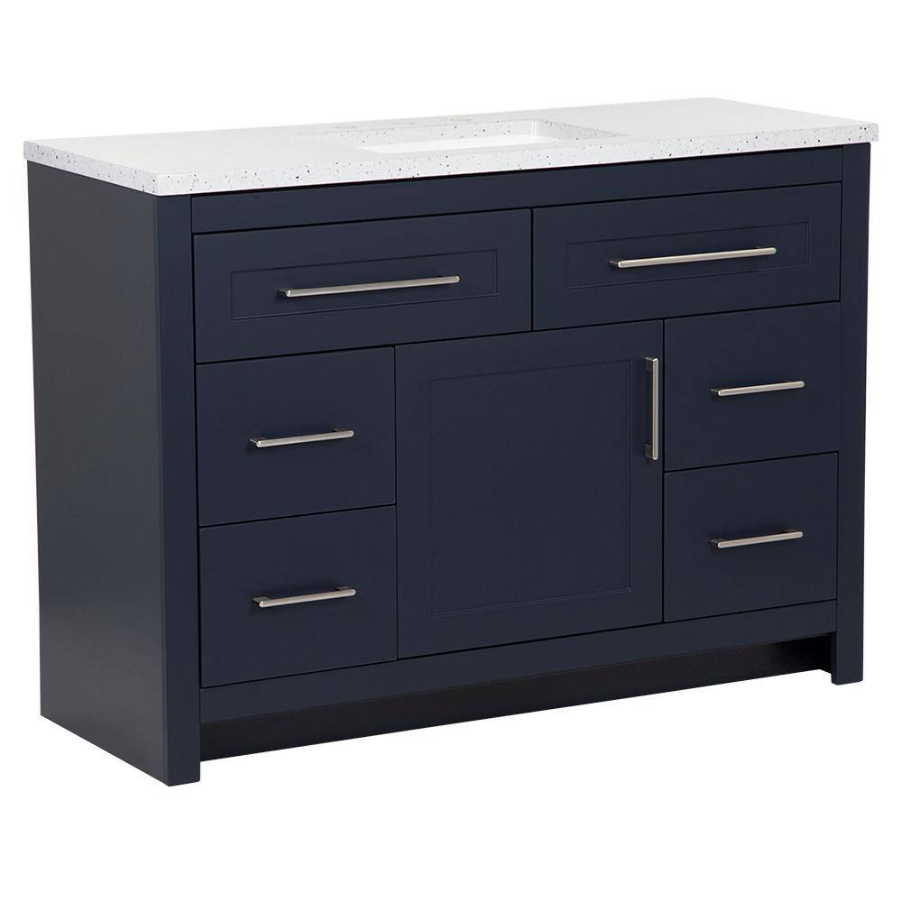 Home Decorators Collection Clady 48.5 in. W x 18.75 in. D Bath Vanity in Deep Blue with Cultured Marble Vanity Top in Silver Ash with White Sink HD2048P2-DB