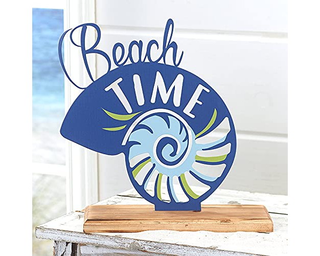 The Lakeside Collection Beach Time Seashell look Tabletop Sign Indoor Summer Accent 4 Pieces