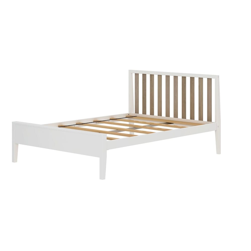 Plank and Beam Modern Full Size Bed with Slatted Headboard