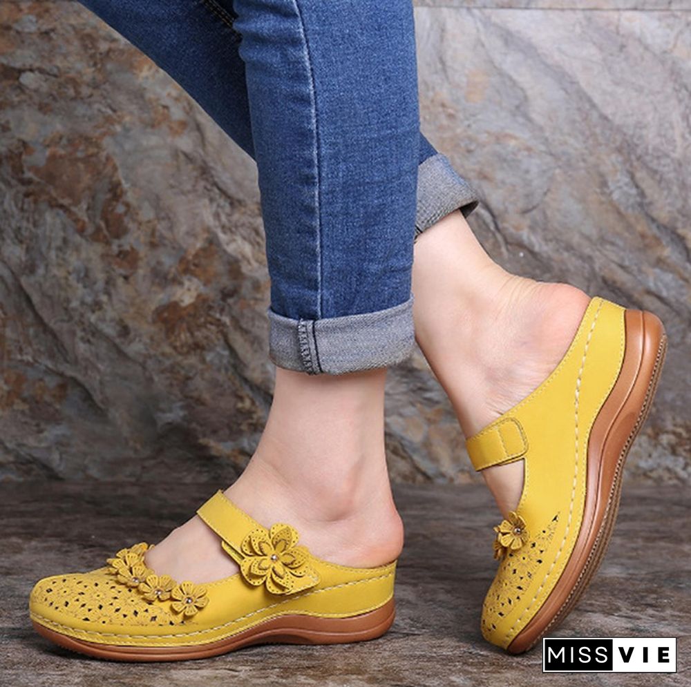 Women Vintage Style Sandals Flats Shoes Summer Casual Shoes Retro Shoes for Women Leather Shoes