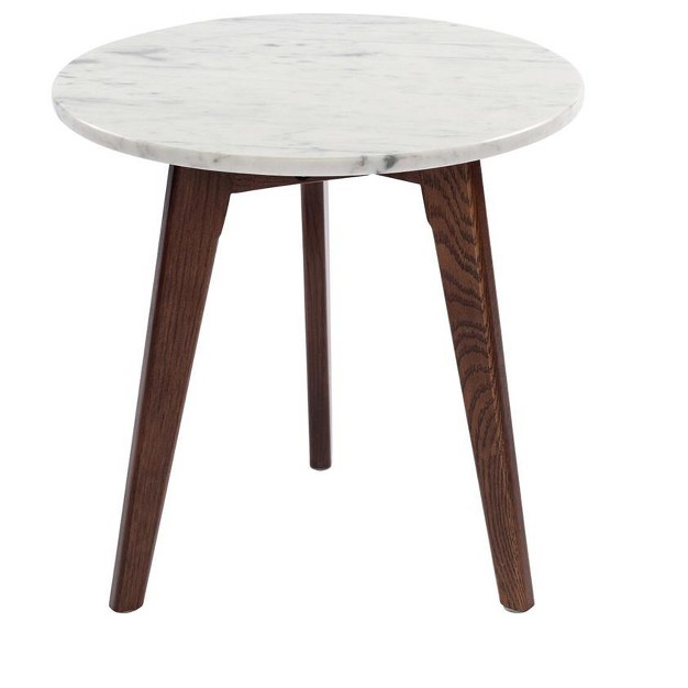 Round Italian Carrara White Marble Side Table