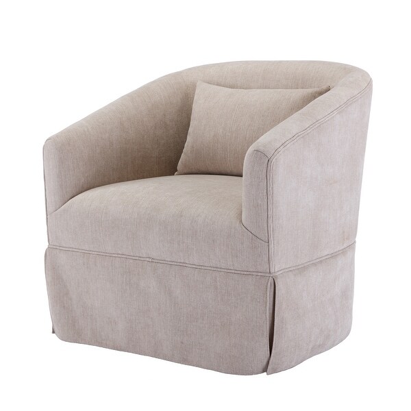 360-degree Swivel Accent Armchair Linen Blend Lounge Chairs Living Room Accent Chair Metal Frame Barrel Sofa Chair， Beige