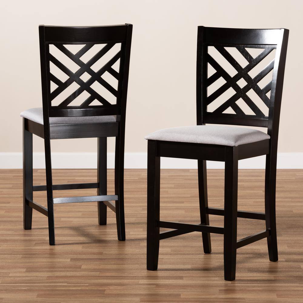 Baxton Studio Caron 43 in. Gray and Espresso Bar Stool (Set of 2) 153-2PC-9598-HD