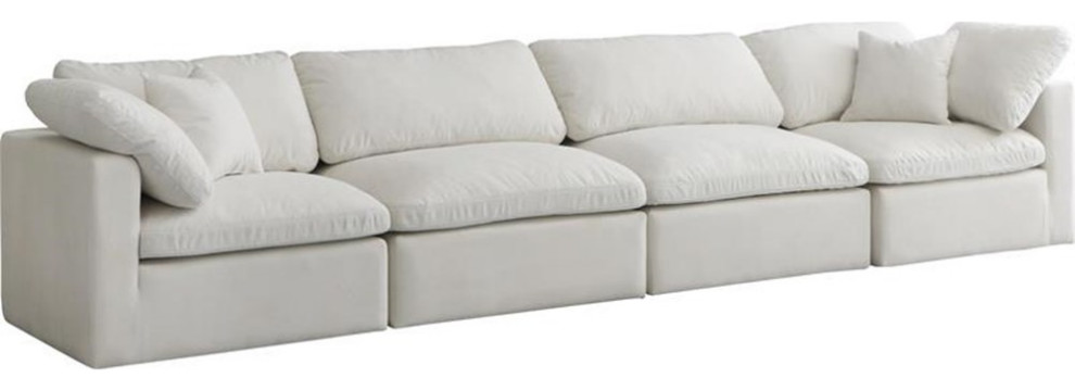 Pemberly Row Modern / Contemporary Standard Cream Velvet Modular Sofa   Transitional   Sectional Sofas   by Homesquare  Houzz