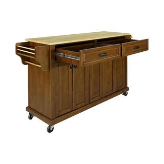 Mahogany Wood 60.50 in. Kitchen Island with Drawers and doors LN20232959