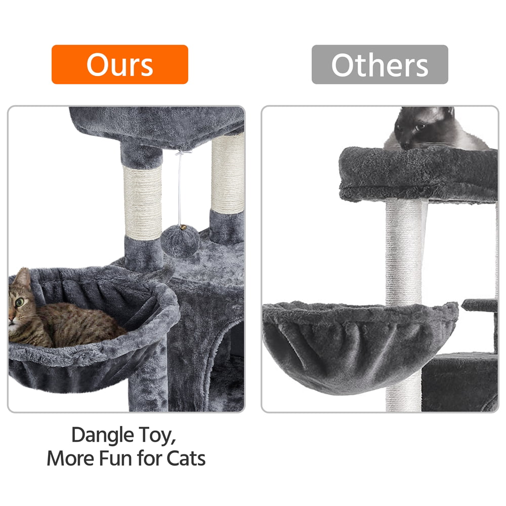 SmileMart 42"H Multilevel Cat Tree Tower with Condo and Perches, Dark Gray