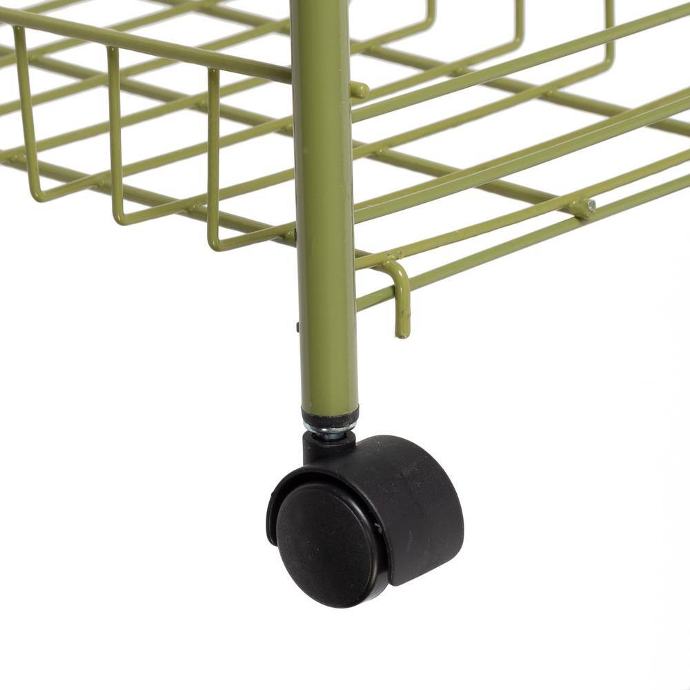 Honey-Can-Do 3-Tier Steel Wheeled Utility Cart in Olive CRT-09137