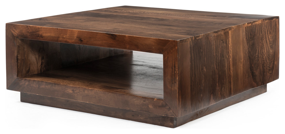 37.4 H x 37.4 W x 14.16 D Brown Solid Wood Low Profile Square Coffee Table   Rustic   Coffee Tables   by IDEAZ International  LLC  Houzz