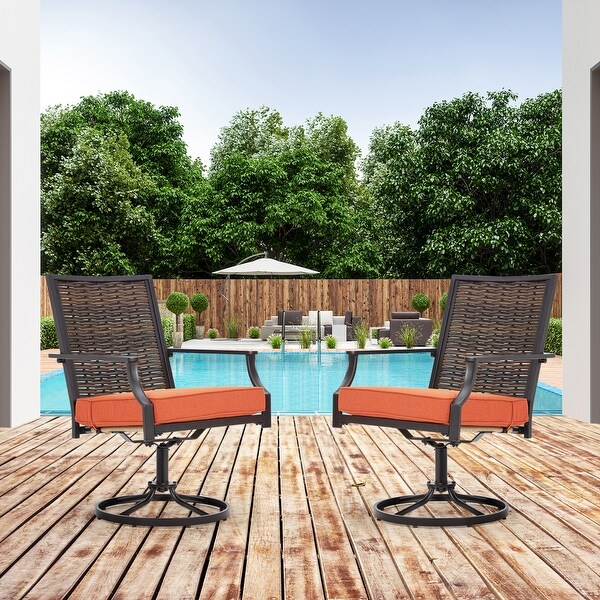 EROMMY Swivel Patio Dining Chairs Set of 2，Outdoor Wicker Aluminum Swivel Chair，Swivel Rocker with AllWeather Aluminum Frame