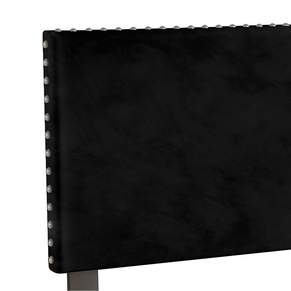 CraftPorch Glam Velvet Nailhead Trim Upholstered Adjustable Headboard