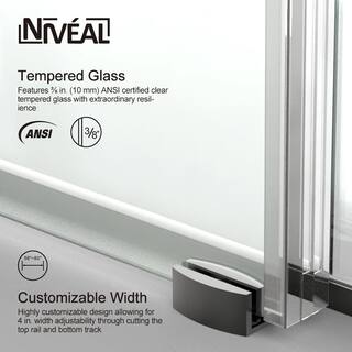 niveal Ruhr 60 in. W x 76 in. H Sliding Semi-Frameless Shower Door in Matte Black Finish with Clear Glass LU7051-7660MB