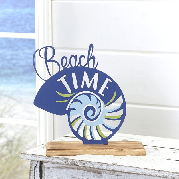 The Lakeside Collection Beach Time Seashell look Tabletop Sign Indoor Summer Accent 4 Pieces