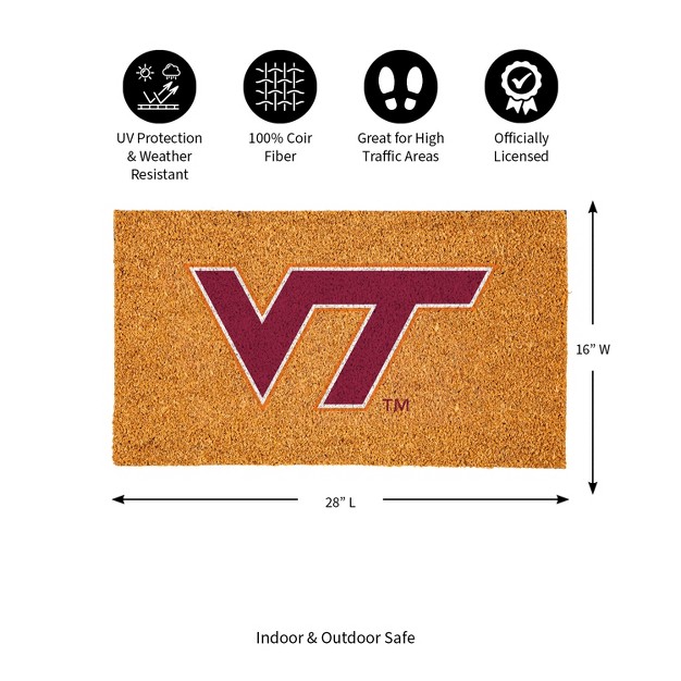 Evergreenncaavirginia Tech Hokies Logo Natural Coir 28 X 16 Inches Indoor Outdoor Doormat