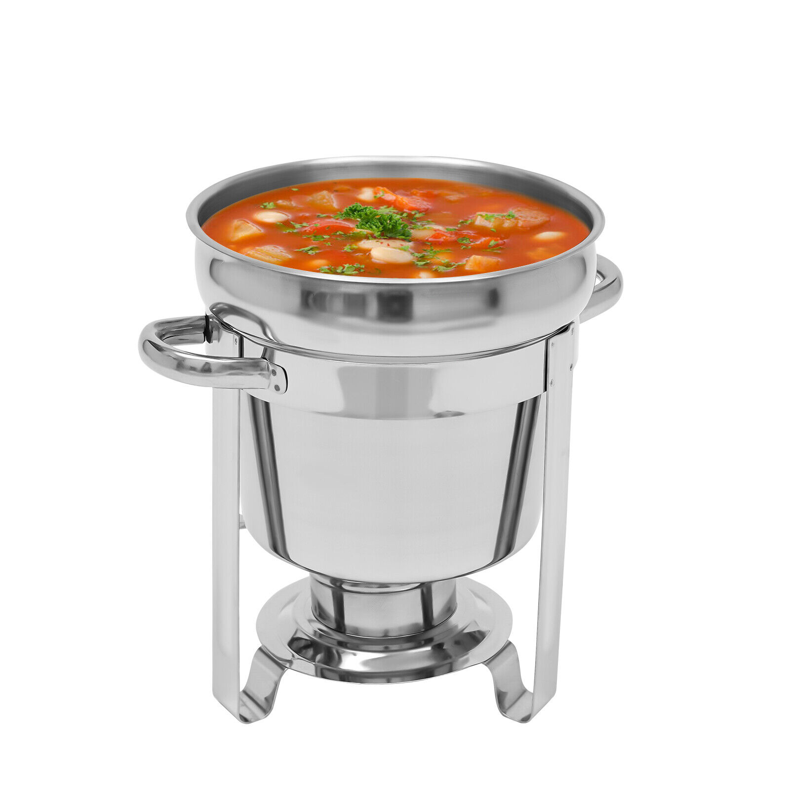 FETCOI 7L Round Soup Chafer Catering Chafing Dish Food Pan Warmer Stainless Steel