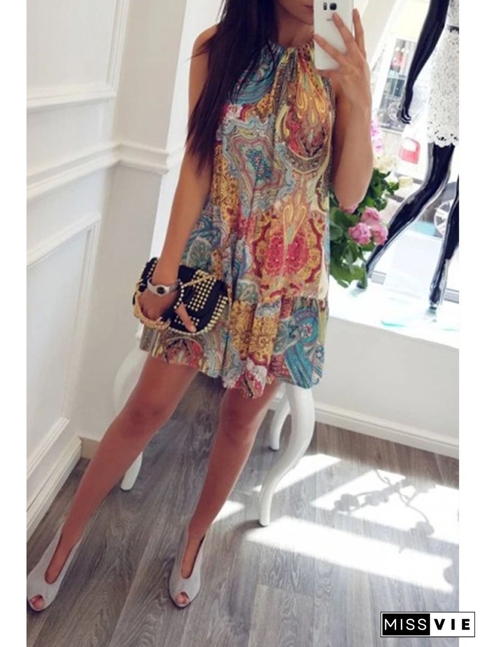 Bohemian Ocean Printed Dress P10288