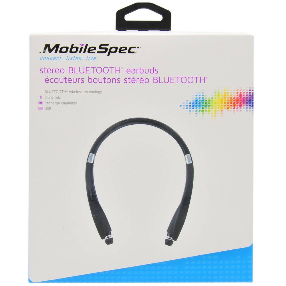 MobileSpec Premium Stereo Bluetooth Wireless Neck Headphones Black MBS11182