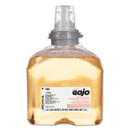 GOJO Premium Foam Antibacterial Hand Wash， Fresh Fruit Scent， 1，200 mL， 2/Carton (536202)