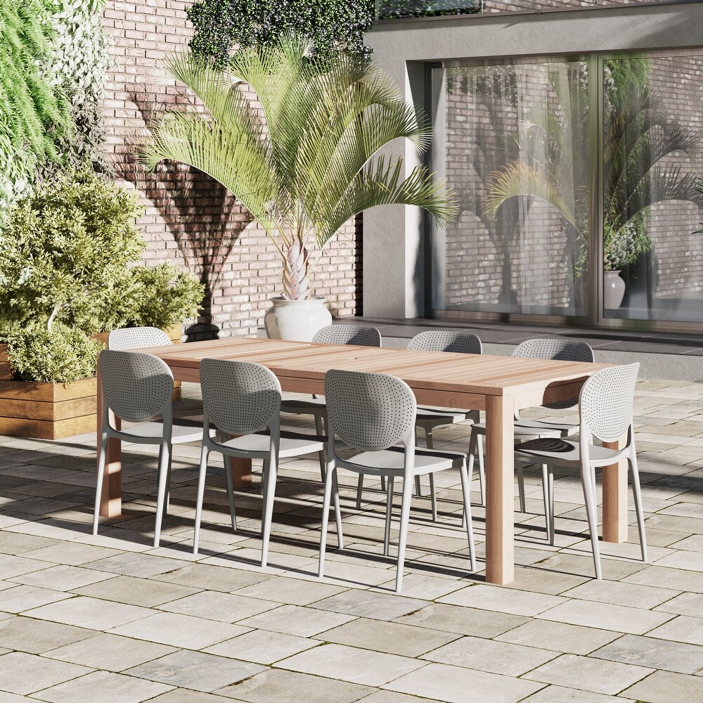 Amazonia Teak Flaker Outdoor Patio Dining Set   Grey Chairs