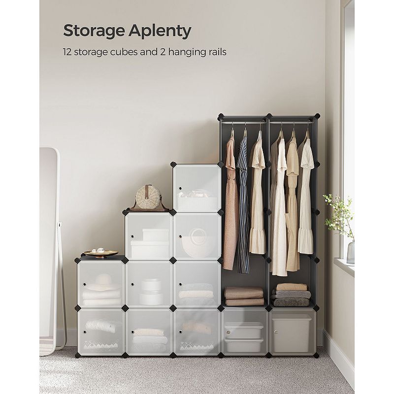 Cube Storage Organizer， Large Plastic Portable Closet Wardrobe， Interlocking Storage Unit