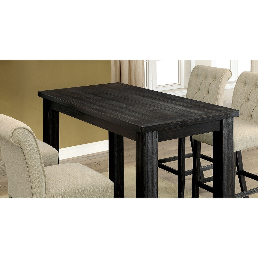 Vevo Transitional Black Solid Wood 5 Piece Bar Table Set by Furniture of America